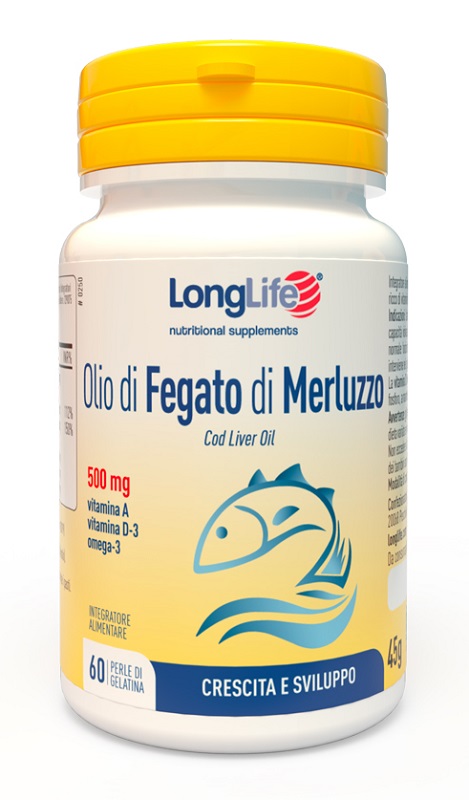 LONGLIFE OLIO FEGATO MERLUZZO 500 MG 60 PERLE IN GELATINA - farmaciaverde.it