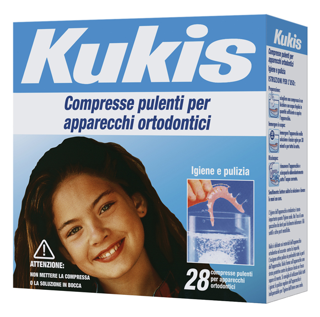 KUKIS CLEANSER 28 COMPRESSE PER PULIZIA APPARECCHI ORTODONTICI - farmaciaverde.it