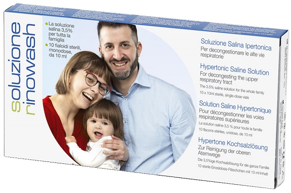 RINOWASH SOLUZIONE SALINA IPERTONICA PER PULIZIA NASO 10 FIALE RICHIUDIBILI X 10 ML - farmaciaverde.it