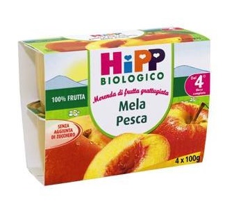 HIPP BIO FRUTTA GRATTUGGIATA MELA PESCA 4X100 G - farmaciaverde.it