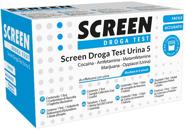 SCREEN DROGA TEST 5 DROGHE TEST ANTIDROGA CON CONTENITORE URINA - farmaciaverde.it