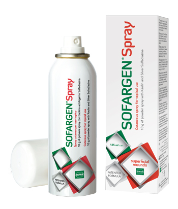 MEDICAZIONE IN POLVERE SPRAY CON CAOLINO E ARGENTO SULFADIAZINA 1% SOFARGEN SPRAY 10 G BOMBOLETTA PRESSURIZZATA 125 ML - farmaciaverde.it
