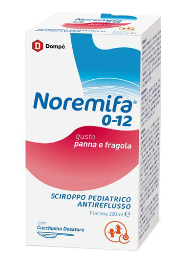 SCIROPPO PEDIATRICO ANTIREFLUSSO NOREMIFA 0-12 FLACONE 200 ML GUSTO PANNA E FRAGOLA - farmaciaverde.it