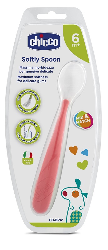 CHICCO CUCCHIAIO MORBIDO SILICONE 6M+ ROSSO UP - farmaciaverde.it