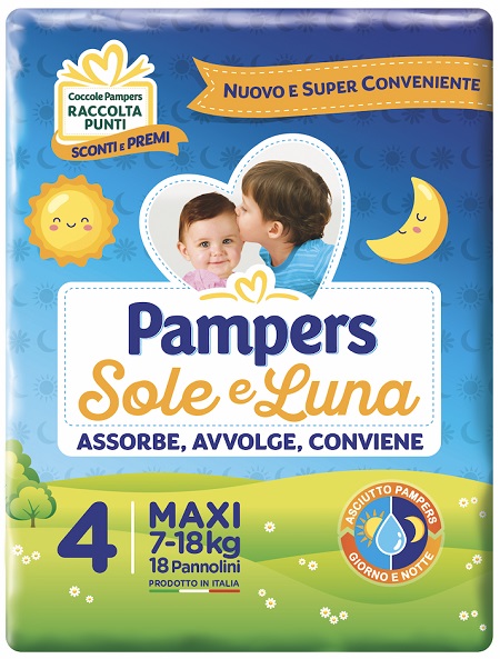 PANNOLINO PER BAMBINO PAMPERS SOLE & LUNA MAXI 18 PEZZI - farmaciaverde.it