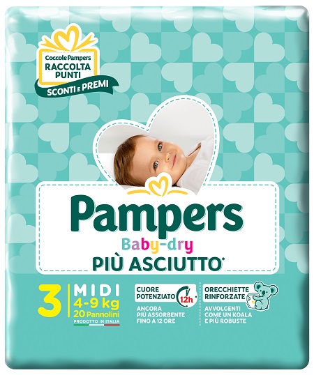 PAMPERS BABY DRY DOWNCOUNT MIDI 20 PEZZI - farmaciaverde.it