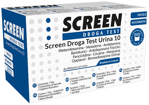 SCREEN DROGA TEST 10 DROGHE TEST ANTIDROGA CON CONTENITORE URINA - farmaciaverde.it