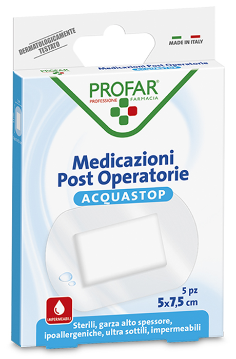 ACQUASTOP MEDICAZIONE POST OPERATORIA 5X7,5 CM PROFAR MED 5 PEZZI - farmaciaverde.it