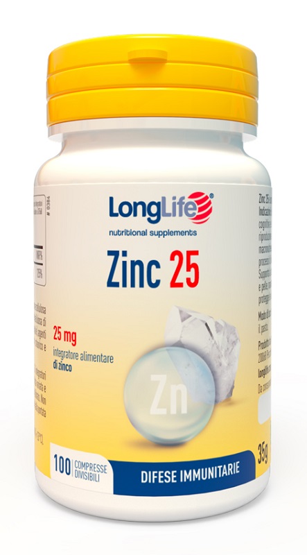 LONGLIFE ZINC 25 MG 100 COMPRESSE DIVISIBILI - farmaciaverde.it