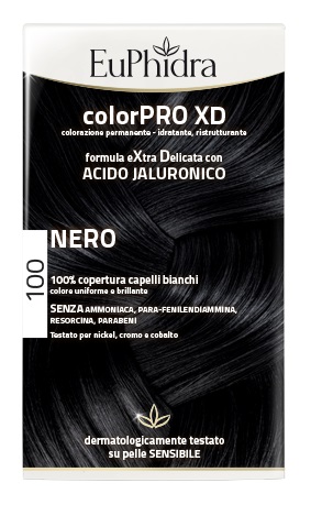 EUPHIDRA COLORPRO XD 100 NERO GEL COLORANTE CAPELLI IN FLACONE + ATTIVANTE + BALSAMO + GUANTI - farmaciaverde.it
