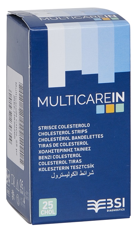 TEST COLESTEROLEMIA MULTICARE IN COLESTEROLO IN STRISCE CON ASPIRAZIONE CAPILLARE 25 PEZZI - farmaciaverde.it
