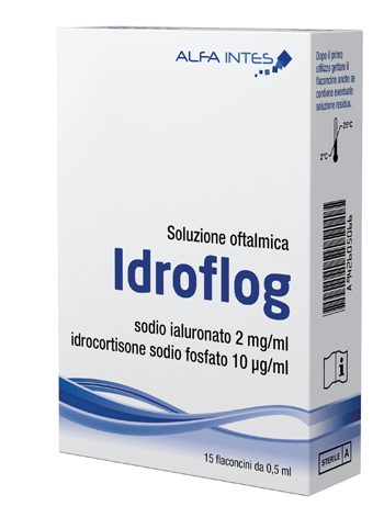 SOLUZIONE OFTALMICA IDROFLOG A BASE DI IALURONATO DI SODIO E IDROCORTISONE SODIO FOSFATO 15 FLACONCINI DA 0,5 ML - farmaciaverde.it