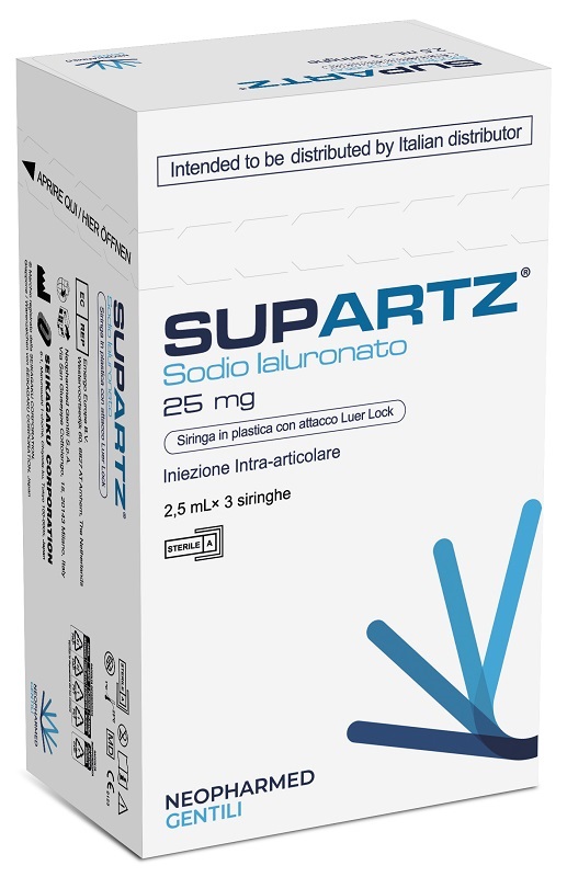 SIRINGA PRERIEMPITA INTRA-ARTICOLARE SUPARTZ ACIDO IALURONICO 25 MG 2,5 ML 3 PEZZI - farmaciaverde.it