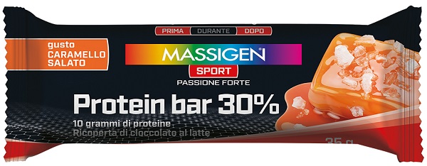 MASSIGEN SPORT PROTEIN BARRETTA 30% CARAMELLO SALATO 50 G - farmaciaverde.it