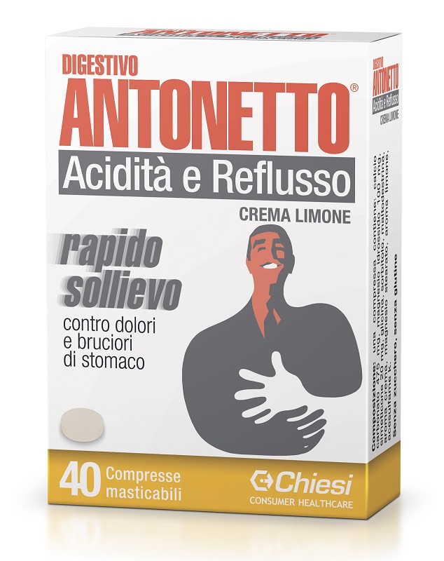 DIGESTIVO ANTONETTO ACIDITA' E REFLUSSO CREMA AL LIMONE 40 COMPRESSE MASTICABILI - farmaciaverde.it