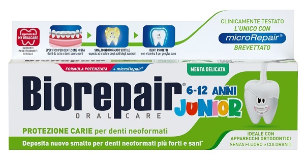 BIOREPAIR ORAL CARE JUNIOR 6-12 ANNI DENTIFRICIO PROTEZIONE ANTI CARIE SMALTO NEOFORMATO ALLA MENTA DELICATA 75 ML - farmaciaverde.it