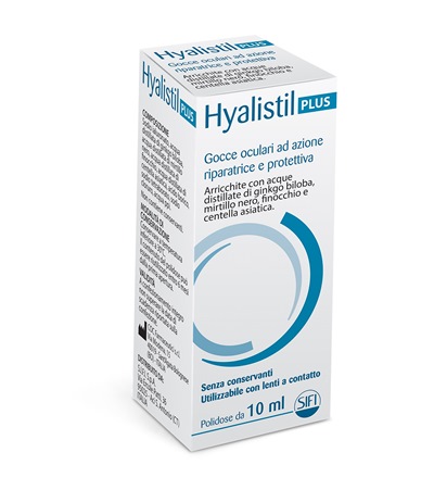GOCCE OCULARI HYALISTIL PLUS ACIDO IALURONICO 0,4% ACQUA DISTILLATA DI GINKGO BILOBA + MIRTILLO NERO + FINOCCHIO + CENTELLA ASIATICA 10 ML - farmaciaverde.it