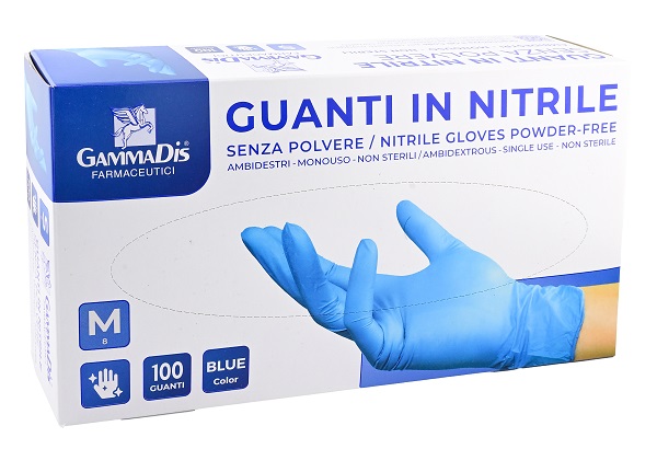GUANTI NITRILE SENZA POLVERE MEDIUM 100 PEZZI GAMMADIS - farmaciaverde.it
