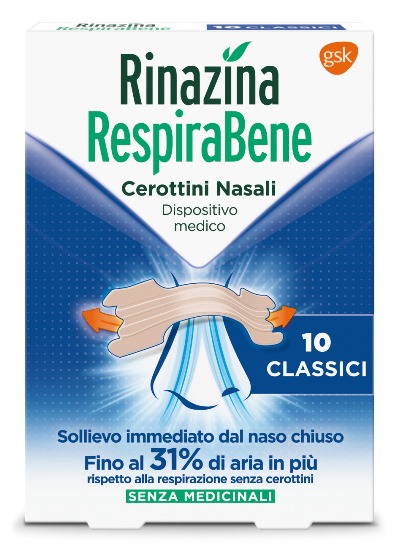 RINAZINA RESPIRABENE CEROTTI NASALI CLASSICI CARTON 10 PEZZI - farmaciaverde.it