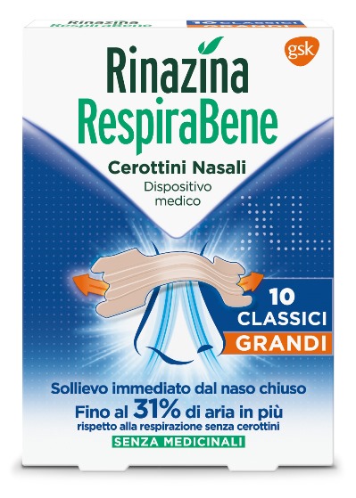 RINAZINA RESPIRABENE CEROTTI NASALI CLASSICI GRANDI CARTON 10 PEZZI - farmaciaverde.it