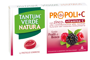 TANTUM VERDE NATURA PROPOLI+C CON ZINCO E VITAMINA C 15 PASTIGLIE GOMMOSE GUSTO FRUTTI DI BOSCO - farmaciaverde.it