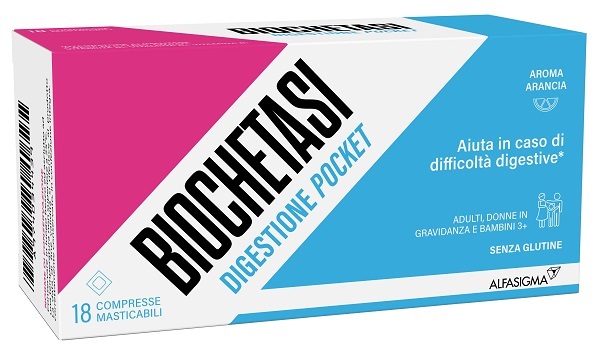 BIOCHETASI DIGESTIONE POCKET 18 COMPRESSE MASTICABILI - farmaciaverde.it