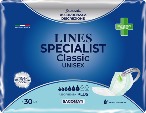PANNOLONE SAGOMATO LINES SPECIALIST CLASSIC PLUS 30 PEZZI - farmaciaverde.it