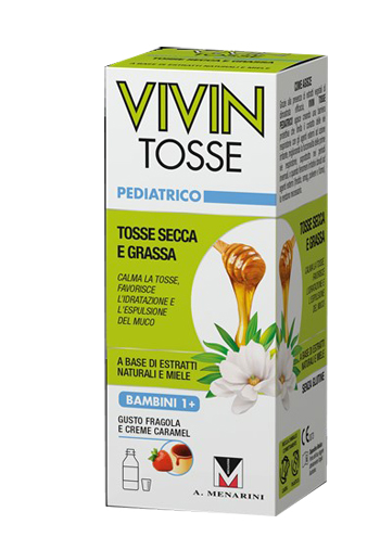 VIVIN TOSSE PEDIATRICO SCIROPPO PER TOSSE SECCA E GRASSA GUSTO FRAGOLA E CREME CARAMEL 150 ML - farmaciaverde.it