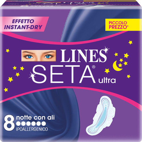 LINES SETA ULTRA ASSORBENTI DA NOTTE 8 PEZZI - farmaciaverde.it