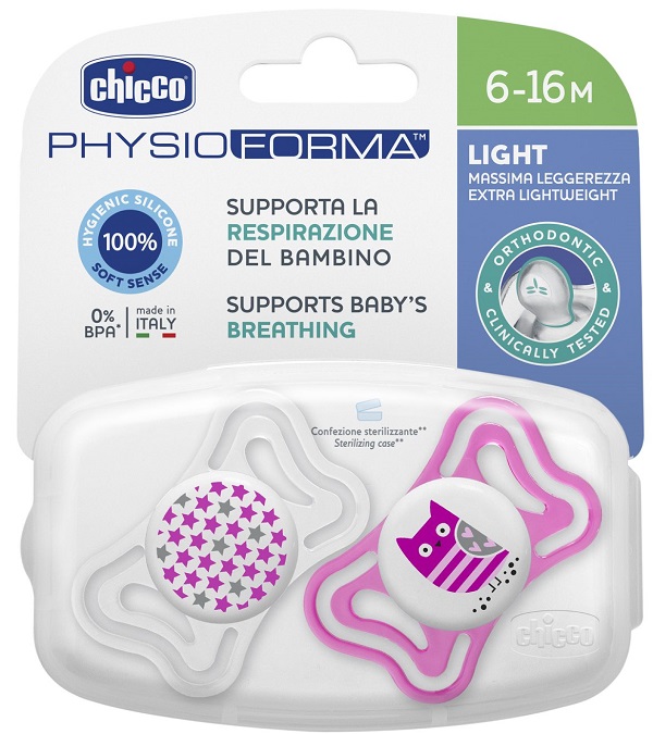 CHICCO SUCCHIETTO LIGHT GIRL SILICONE 6-16 MESI 2 PEZZI - farmaciaverde.it