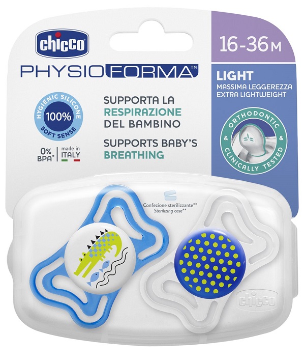 CHICCO SUCCHIETTO LIGHT BOY SILICONE 16-36 MESI 2 PEZZI - farmaciaverde.it