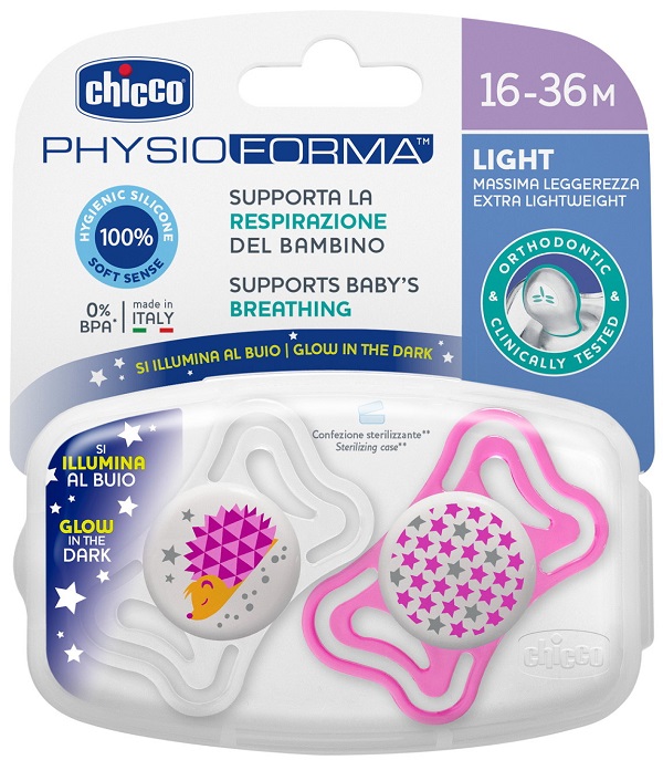 CHICCO SUCCHIETTO LIGHT LUM SILICONE 16-36 MESI 2 PEZZI - farmaciaverde.it