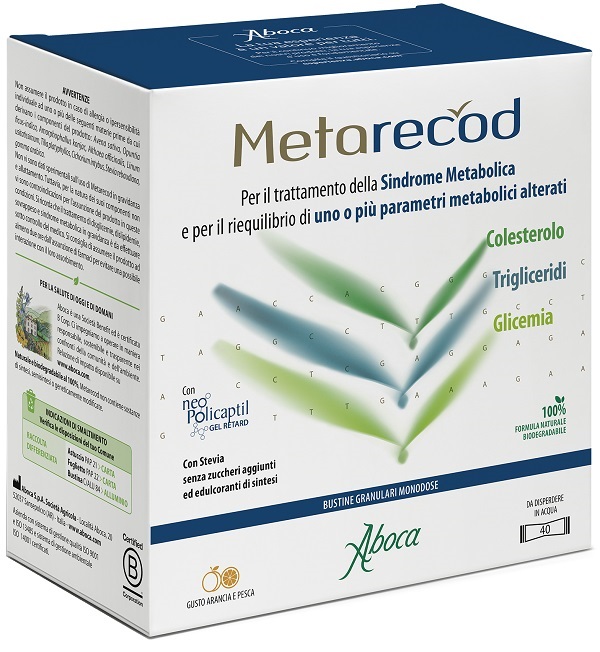 METARECOD 40 BUSTINE GRANULARI X 2,5G GUSTO ARANCIA E PESCA - farmaciaverde.it
