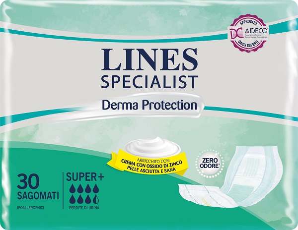 PANNOLONE PER INCONTINENZA LINES SPECIALIST DERMA SAGOMATO SUPER+ 30 PEZZI - farmaciaverde.it