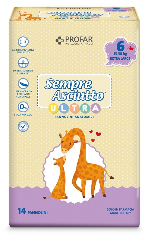 PANNOLINI PROFAR SEMPRE ASCIUTTO ULTRA EXTRA 15/30 KG 14 PEZZI - farmaciaverde.it