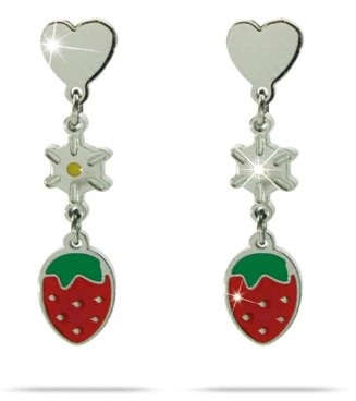 ORECCHINO MJ POST 339 KIDS CUORE ARGENTO CON PENDENTE FRAGOLA ROSSA - farmaciaverde.it