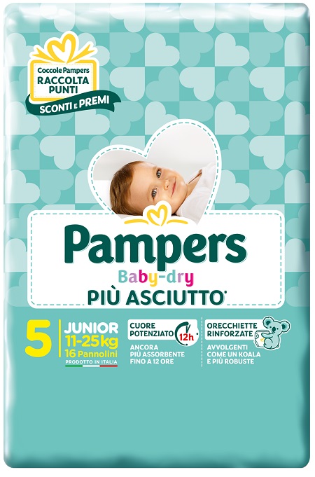 PAMPERS BABY DRY PANNOLINI DOWNCOUNT JUNIOR 16 PEZZI - farmaciaverde.it