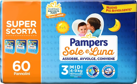 PAMPERS SOLE LUNA TRIO MIDI 60 PEZZI - farmaciaverde.it