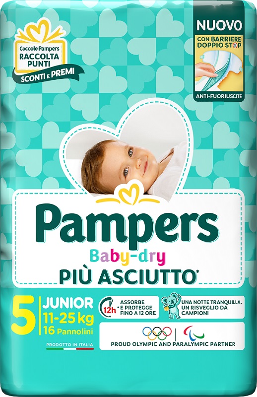 PAMPERS BABY DRY PANNOLINO DOWNCOUNT JUNIOR 16 PEZZI - farmaciaverde.it