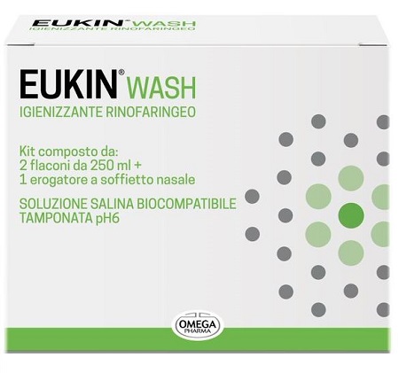 EUKIN WASH IGIENIZZANTE RINOFARINGEO KIT 2 FLACONI DA 250 ML + EROGATORE A SOFFIETTO NASALE - farmaciaverde.it