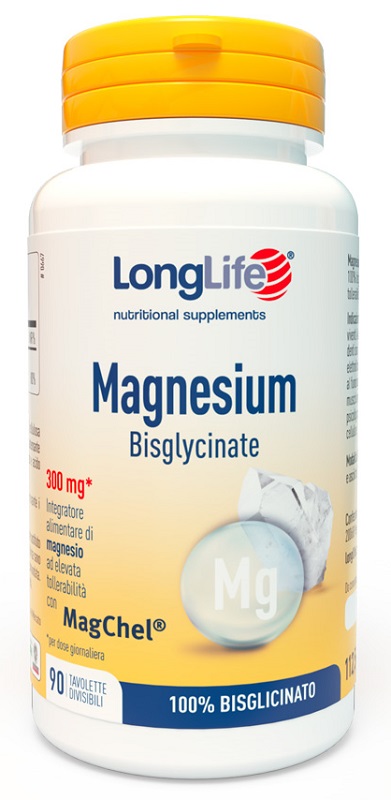 LONGLIFE MAGNESIUM BISGLYCINATE 90 TAVOLETTE DIVISIBILI SENZA GLUTINE - farmaciaverde.it